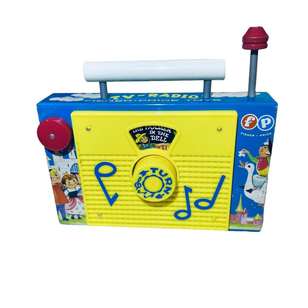 Fisher Price Classic TV-Radio Music Box Plays The Farmer in the Dell Wind Up Toy